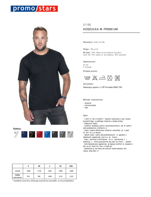 Promostars PREMIUM Men`s T-SHIRT BLACK embroidery logo print silkscreen