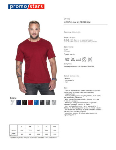 Premium men`s t-shirt dark red Promostars
