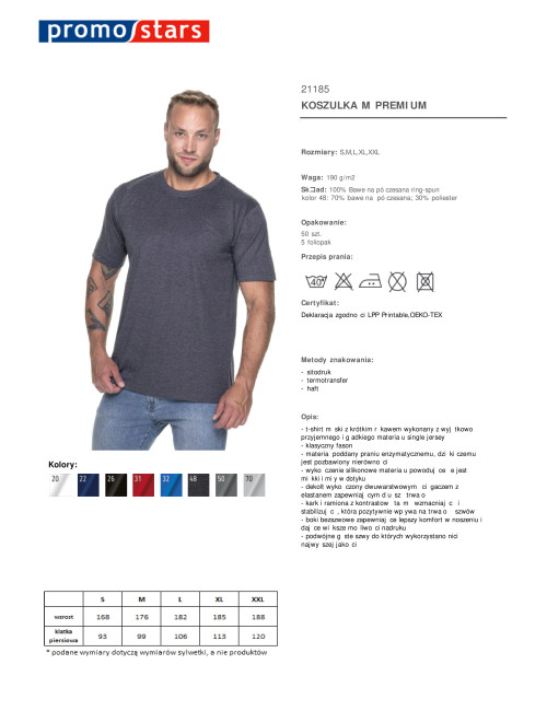 Promostars PREMIUM HERREN-T-SHIRT DUNKELGRAU MELANGE mit aufgesticktem Logo