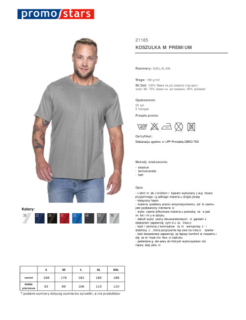 Promostars PREMIUM Men`s T-SHIRT LIGHT GRAY silkscreen print logo embroidery