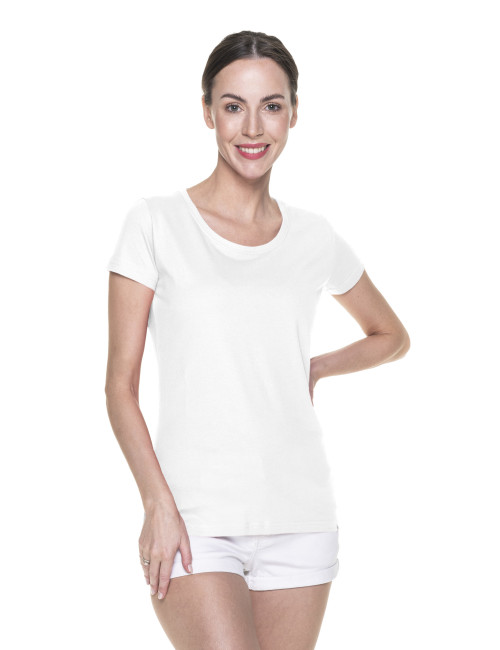 Promostars LADIES` PREMIUM Damen-T-Shirt, weißer Aufdruck, Stickerei, Siebdruck