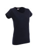 Promostars LADIES` PREMIUM Damen-T-Shirt, marineblaue Stickerei, Logo-Aufdruck