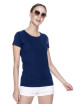 Promostars LADIES` PREMIUM Damen-T-Shirt, marineblaue Stickerei, Logo-Aufdruck