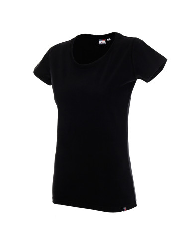 Promostars LADIES` PREMIUM Damen T-SHIRT SCHWARZ mit Logodruck für Unternehmen