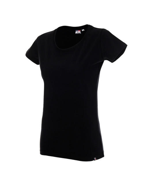 Promostars LADIES` PREMIUM Damen T-SHIRT SCHWARZ mit Logodruck für Unternehmen