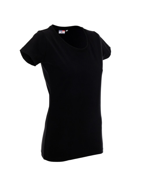 Promostars LADIES` PREMIUM Damen T-SHIRT SCHWARZ mit Logodruck für Unternehmen
