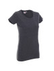 Promostars LADIES` PREMIUM Damen T-SHIRT DARK GREY MELANGE Stickerei