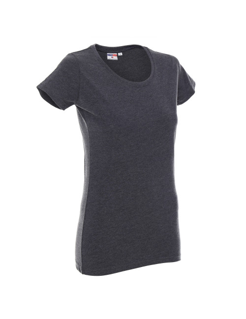 Promostars LADIES` PREMIUM T-SHIRT Women`s DARK GRAY MELANGE embroidery