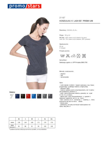 Ladies' premium koszulka damska ciemny szary melanż Promostars