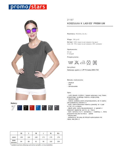 Promostars LADIES` PREMIUM GREY Damen-T-Shirt mit Stickdruck