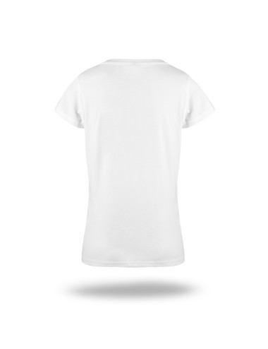 Purpur geschnittenes Damen-T-Shirt LADIES` PREMIUM PLUS WHITE mit Firmenlogo