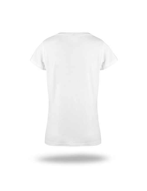 Crimson cut women`s t-shirt LADIES` PREMIUM PLUS WHITE with company logo