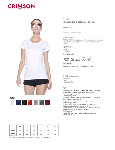 Women`s t-shirt ladies` premium plus white Crimson Cut