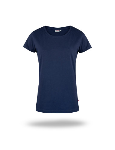 Purpur geschnittenes Damen-T-Shirt LADIES` PREMIUM PLUS NAVY BLUE mit Logo-Stickerei