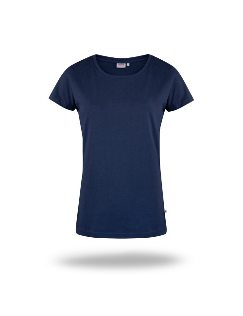 Purpur geschnittenes Damen-T-Shirt LADIES` PREMIUM PLUS NAVY BLUE mit Logo-Stickerei
