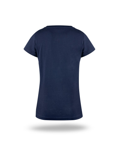 Purpur geschnittenes Damen-T-Shirt LADIES` PREMIUM PLUS NAVY BLUE mit Logo-Stickerei