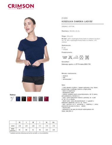 Women`s t-shirt ladies` premium plus navy Crimson Cut
