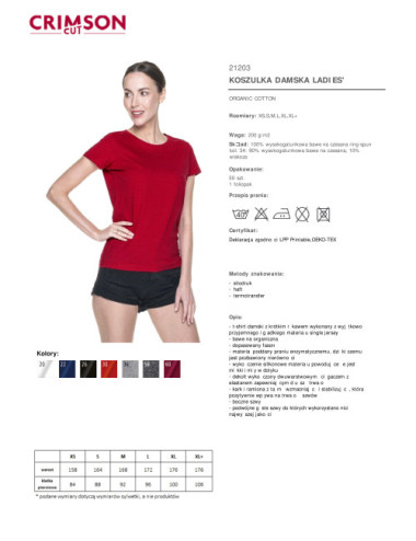 Women`s t-shirt ladies` premium plus red Crimson Cut