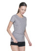 Purpur geschnittenes Damen-T-Shirt LADIES` PREMIUM PLUS HELLGRAU MELANGE