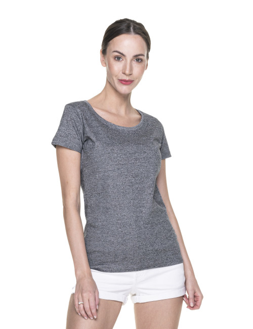 Purpur geschnittenes Damen-T-Shirt LADIES` PREMIUM PLUS PEPPER mit Logo-Stickerei