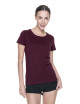 Purpur geschnittenes Damen-T-Shirt LADIES` PREMIUM PLUS RED WINE mit Logo