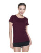 2Premium-Plus-Rotwein-T-Shirt für Damen im Crimson Cut