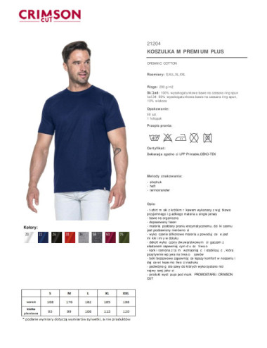 Premium Plus Herren-T-Shirt, marineblauer Crimson Cut