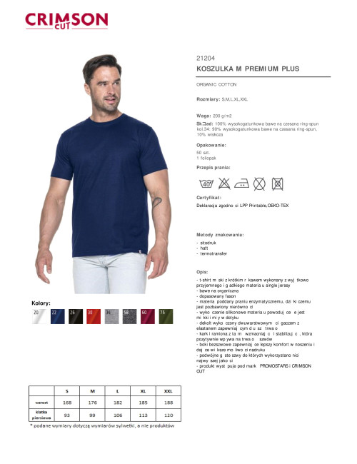 CRIMSON CUT PREMIUM PLUS HERREN-T-SHIRT, MARINEBLAU, Logodruck, Siebdruck