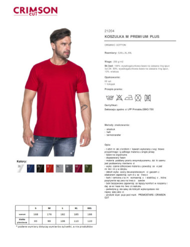 Premium plus koszulka męska czerwony Crimson Cut