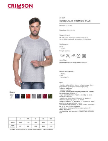 Premium Plus Herren T-Shirt hellgrau meliert Crimson Cut