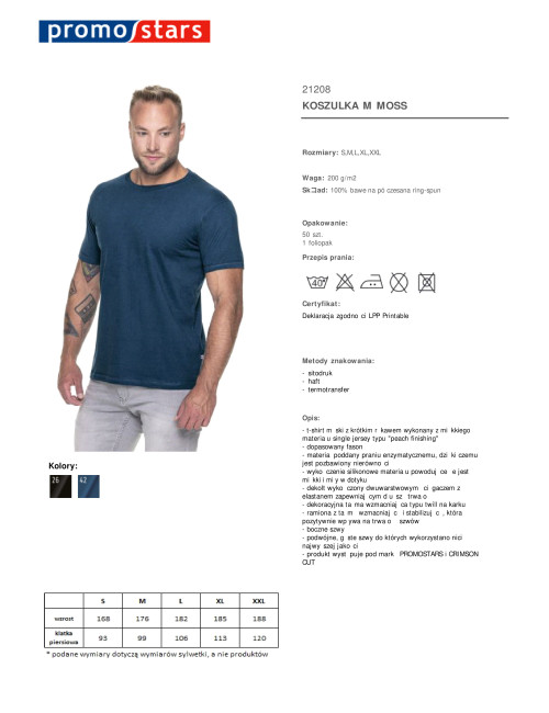 CRIMSON CUT MOSS Men`s T-SHIRT DARK BLUE DTG print logo embroidery