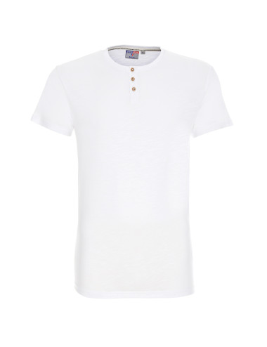 Promostars BUTTON Men`s BLOUSE WHITE embroidery print DTF silkscreen logo