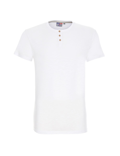 Promostars BUTTON Men`s BLOUSE WHITE embroidery print DTF silkscreen logo