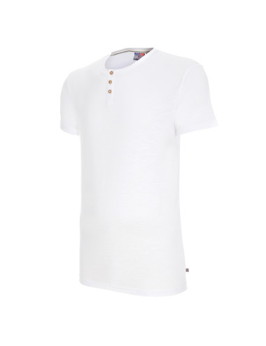 Promostars BUTTON Men`s BLOUSE WHITE embroidery print DTF silkscreen logo