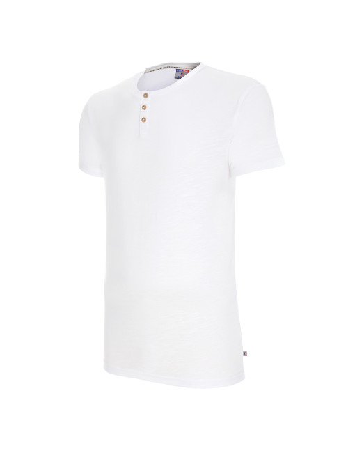 Promostars BUTTON Men`s BLOUSE WHITE embroidery print DTF silkscreen logo