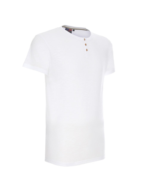 Promostars BUTTON Men`s BLOUSE WHITE embroidery print DTF silkscreen logo