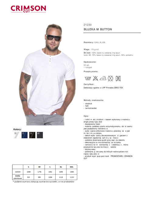 Promostars BUTTON Men`s BLOUSE WHITE embroidery print DTF silkscreen logo