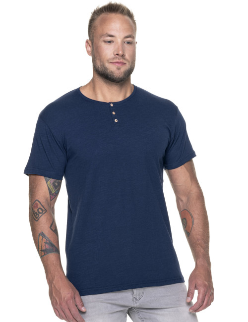 Promostars BUTTON HerrenBLUSE – MARINEBLAU Aufdruck, Stickerei, Logo, Siebdruck