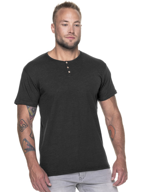 Promostars BUTTON Men`s BLOUSE BLACK DTG print silkscreen logo embroidery