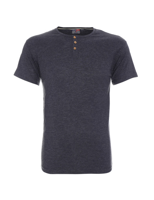 Promostars BUTTON HERRENBLUSE DUNKELGRAU MELANGE Stickerei Siebdruck