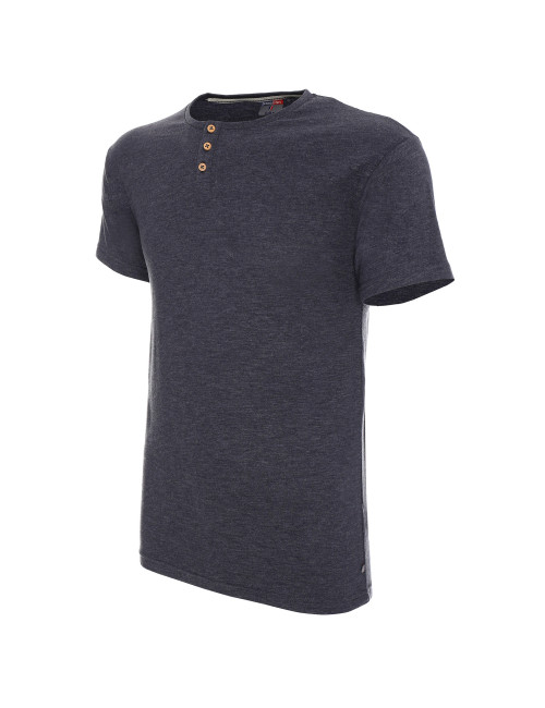 Promostars BUTTON HERRENBLUSE DUNKELGRAU MELANGE Stickerei Siebdruck