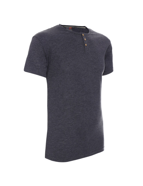 Promostars BUTTON HERRENBLUSE DUNKELGRAU MELANGE Stickerei Siebdruck