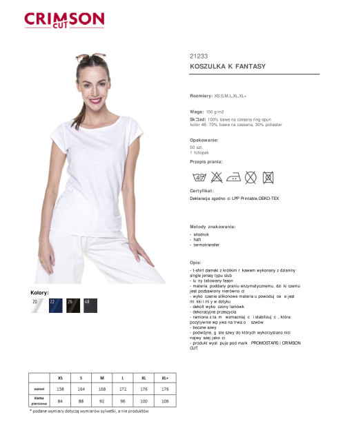 CRIMSON CUT FANTASY T-SHIRT Women`s WHITE embroidery print silkscreen logo