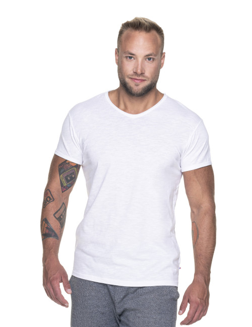 CRIMSON CUT LIFE Men`s T-SHIRT WHITE print embroidery silkscreen transfer