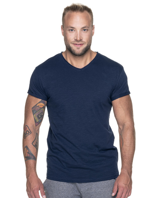 CRIMSON CUT LIFE Herren-T-Shirt, Marineblau, Logo-Aufdruck für Firmen, Stickerei