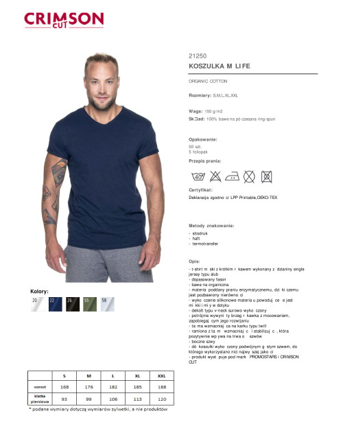 CRIMSON CUT LIFE Herren-T-Shirt, Marineblau, Logo-Aufdruck für Firmen, Stickerei