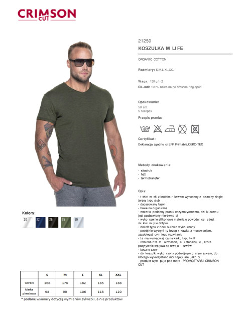 CRIMSON CUT LIFE HERREN-T-SHIRT KHAKI-Druck, Siebdruck, Logo-Transfer