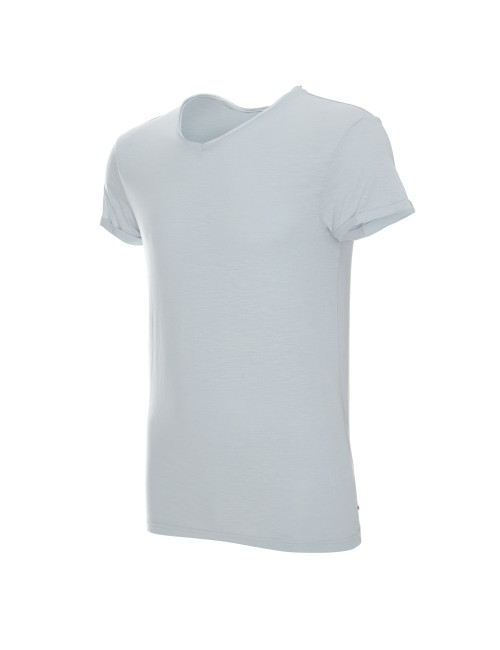 CRIMSON CUT LIFE HERREN-T-SHIRT GRAU BLAU mit Siebdruck-Stickerei