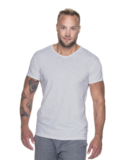 CRIMSON CUT LIFE HERREN-T-SHIRT GRAU BLAU mit Siebdruck-Stickerei