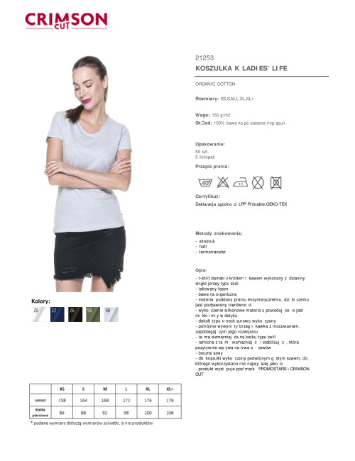 CRIMSON CUT LADIES` LIFE Women`s T-SHIRT GRAY BLUE embroidery print